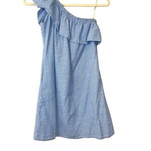 Summer Sundress Blue Striped One-Shoulder Dress